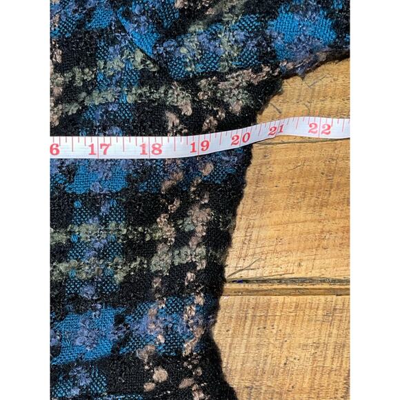 Womens Steve Madden Blue Plaid Tweed Belted Faux Leather Trim Buttons Coat L - Picture 7 of 12